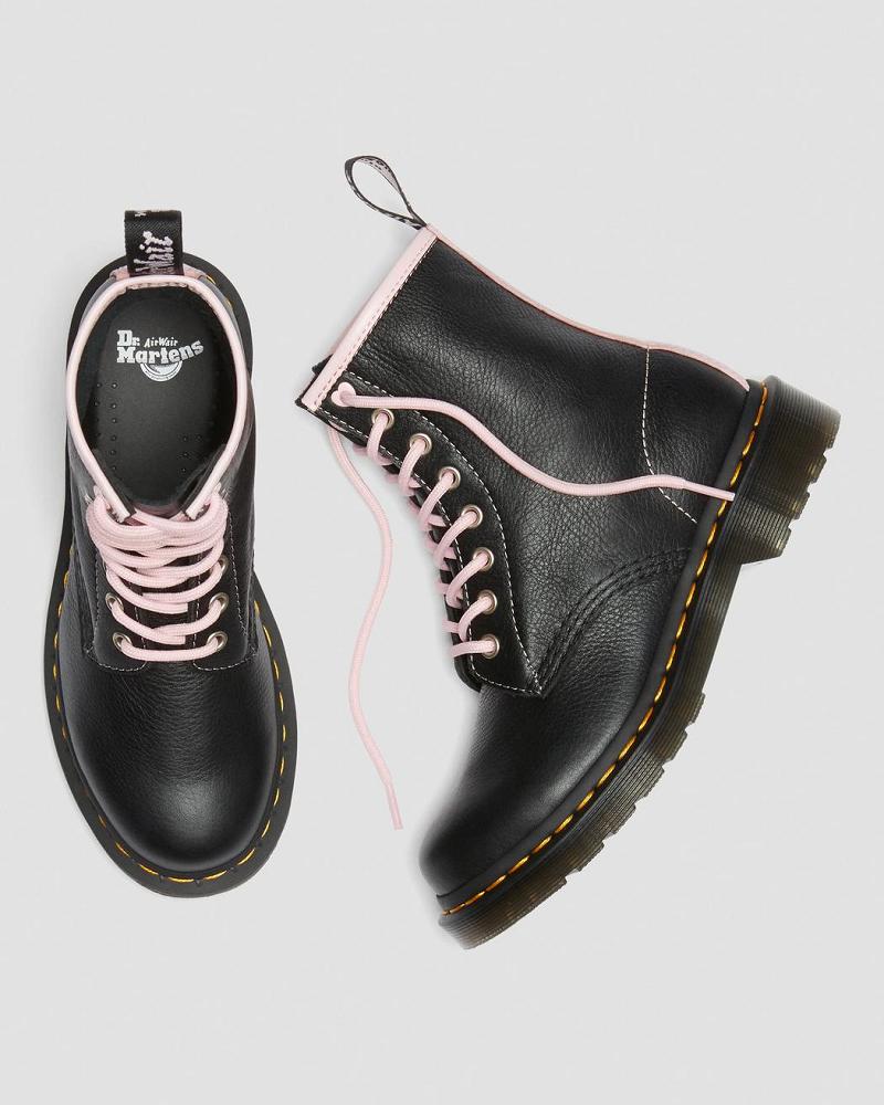 Dr Martens 1460 Contrast Leren Veterlaarzen Dames Zwart Roze | NL 619KOR